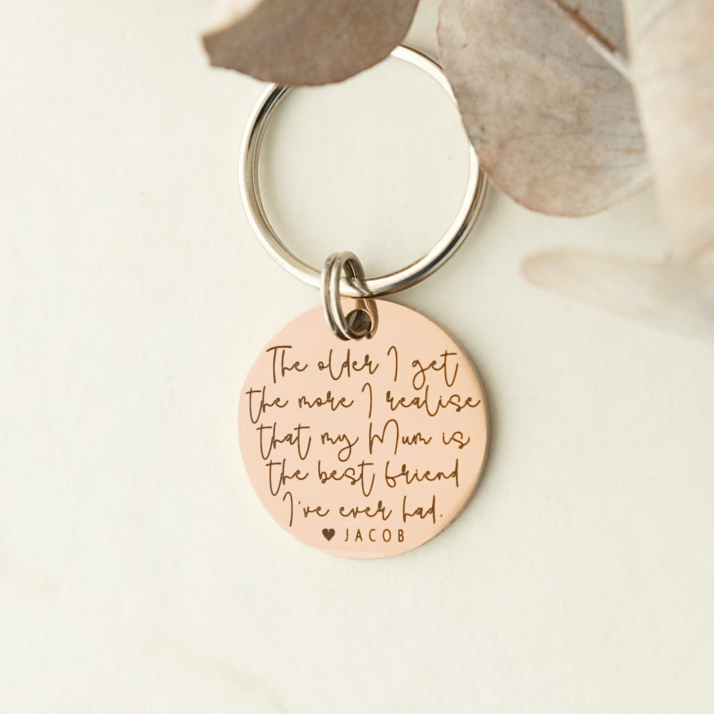 Gift for Mum, Mum Keyring, Personalised Gift Keyring, Gift for her, Sentimental Gift, Mum birthday gift, Engraved Keychain, Rose Gold