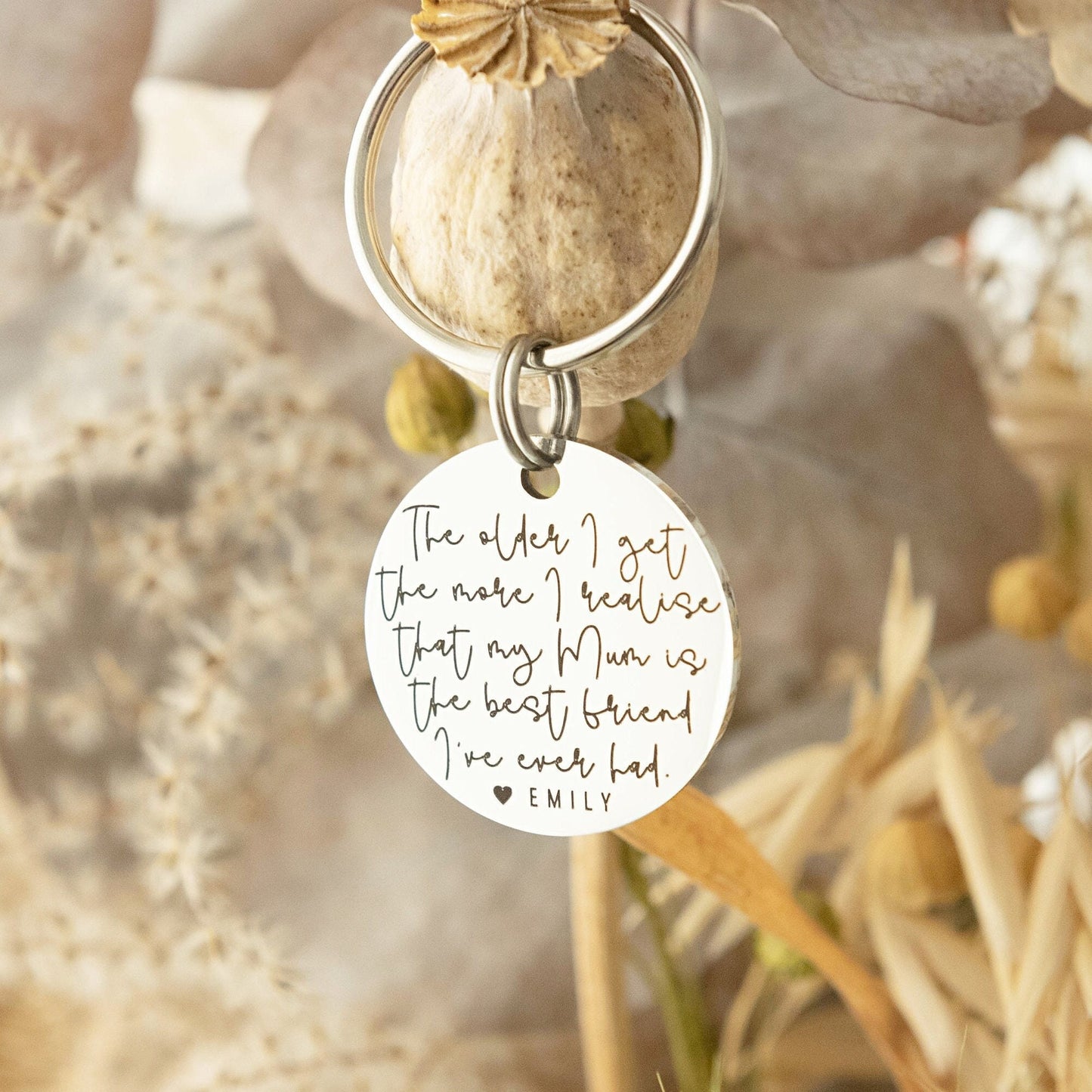 Gift for Mum, Mum Keyring, Personalised Gift Keyring, Gift for her, Sentimental Gift, Mum birthday gift, Engraved Keychain, Rose Gold