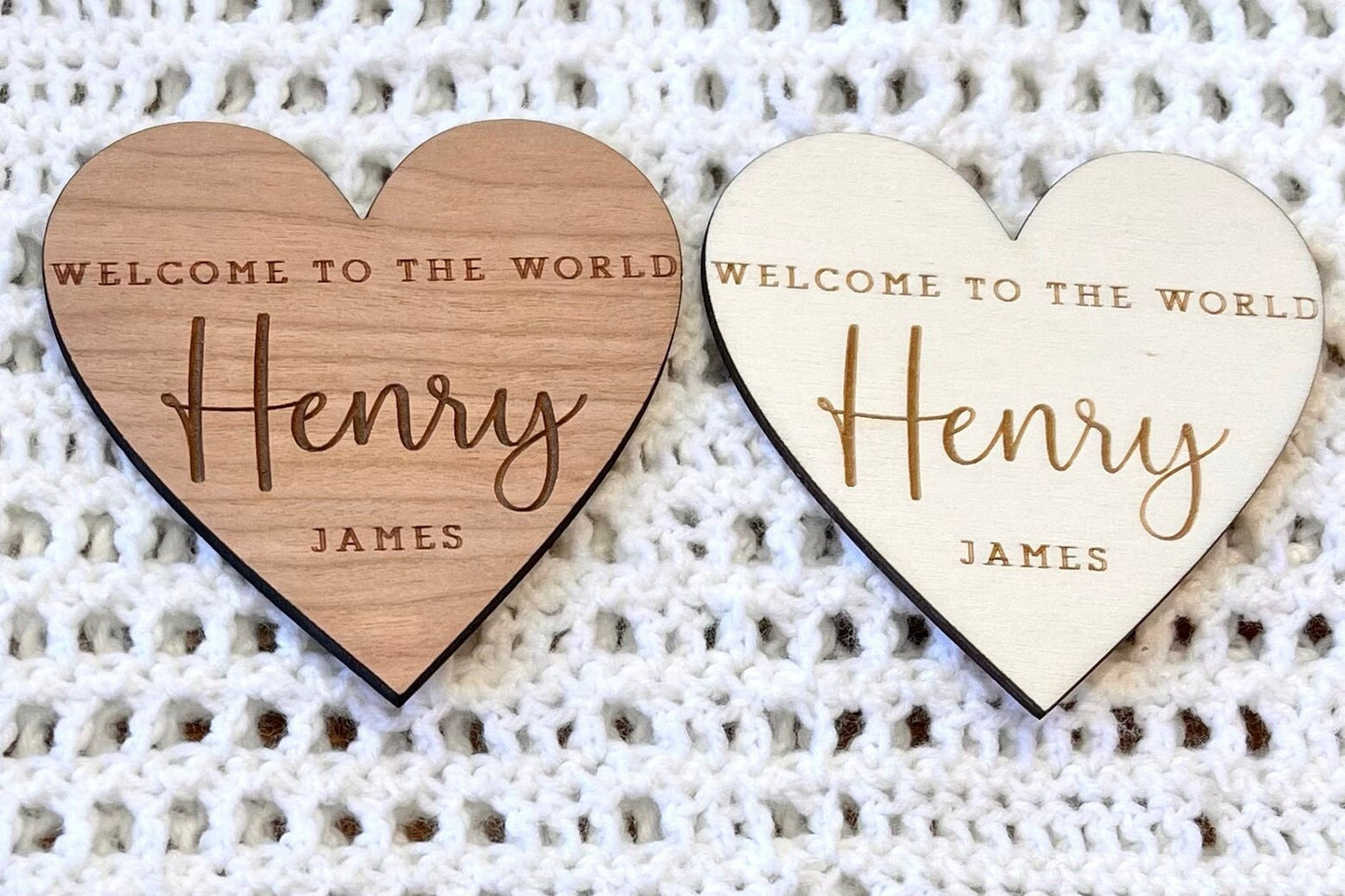 Heart Welcome to the World Sign - Wooden Sign - Baby Prop - Baby Announcement Sign - Personalised Baby Sign - Baby Gift - Social Media Prop