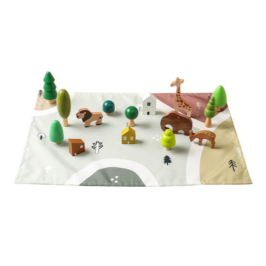 Safari Wooden Toy - Animal Toys - Wooden Toys - Personalised Toy - Animal Play Set - Birthday Gift - Play Mat - Gift for children