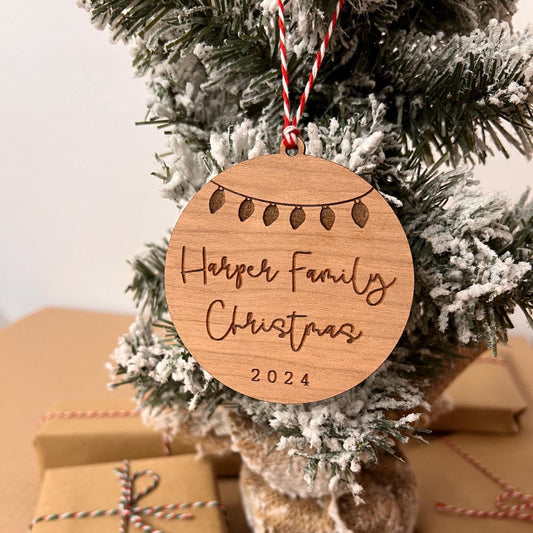 Personalised Engraved Christmas Tree Decoration, Baubles with name, Wooden Decoration, Hanging Christmas Decoration, Christmas Ornament