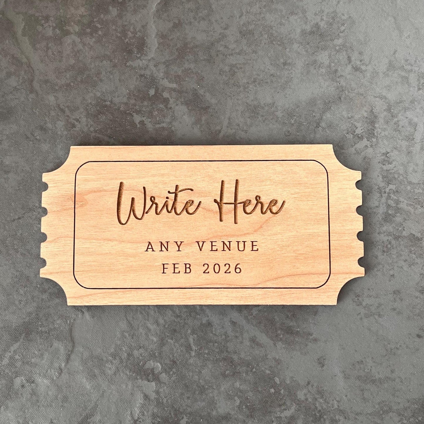Custom Wooden Wedding Ticket | Save the Date/Invitation | Personalised Wedding Gift | Personalised Wooden Wedding Keepsake | Cherry Veneer