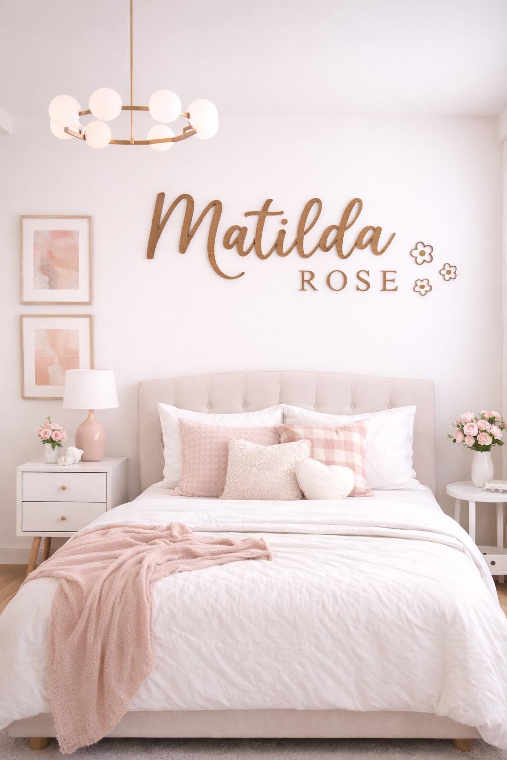 Personalised Cherry Veneer MDF Name Sign | Nursery, Kids Room Decor