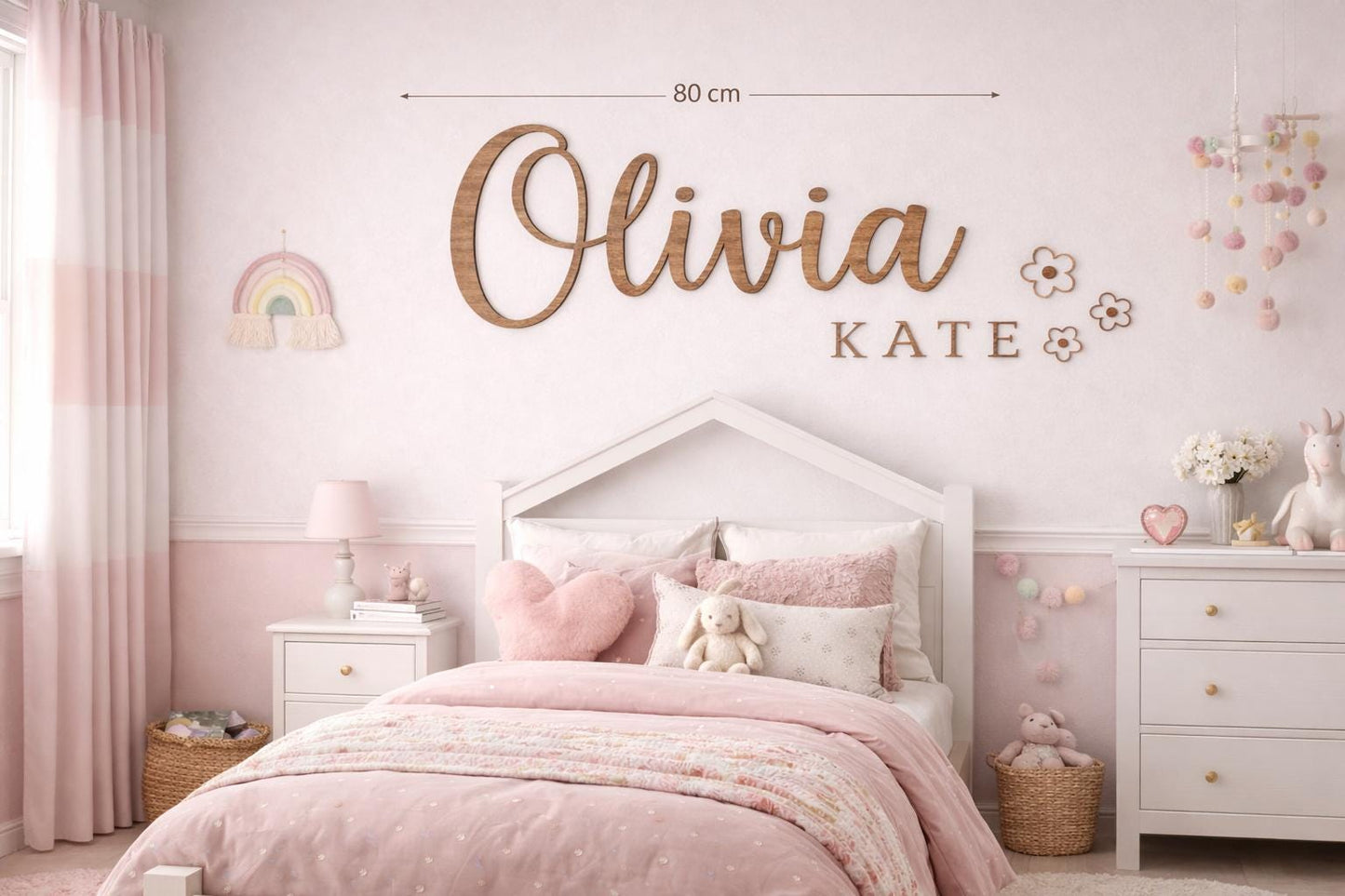 Personalised Cherry Veneer MDF Name Sign | Nursery, Kids Room Decor