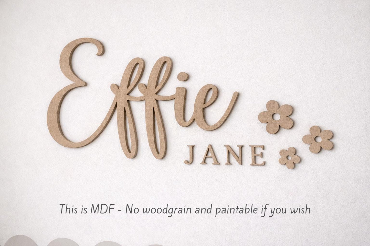 Personalised Cherry Veneer MDF Name Sign | Nursery, Kids Room Decor