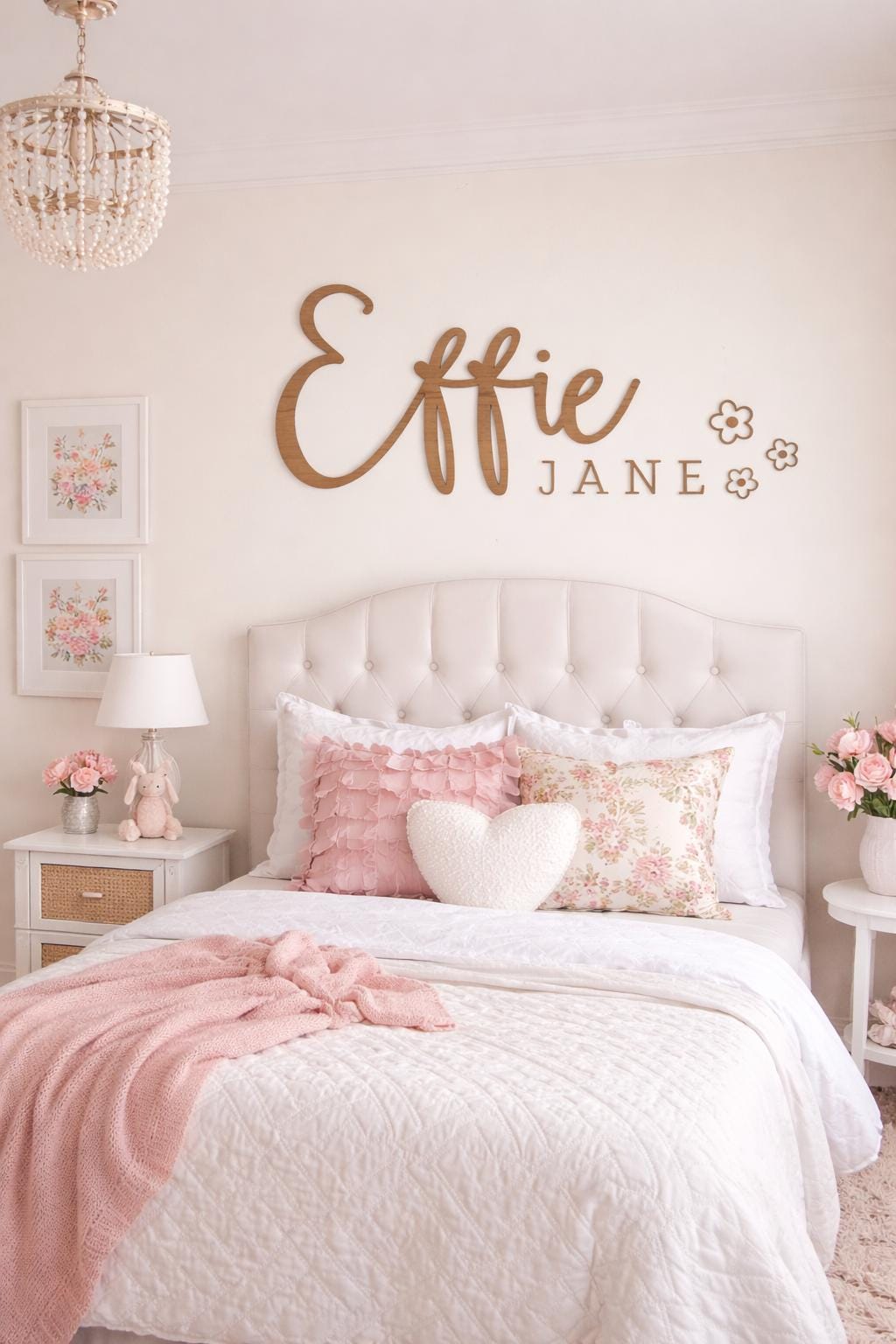 Personalised Cherry Veneer MDF Name Sign | Nursery, Kids Room Decor
