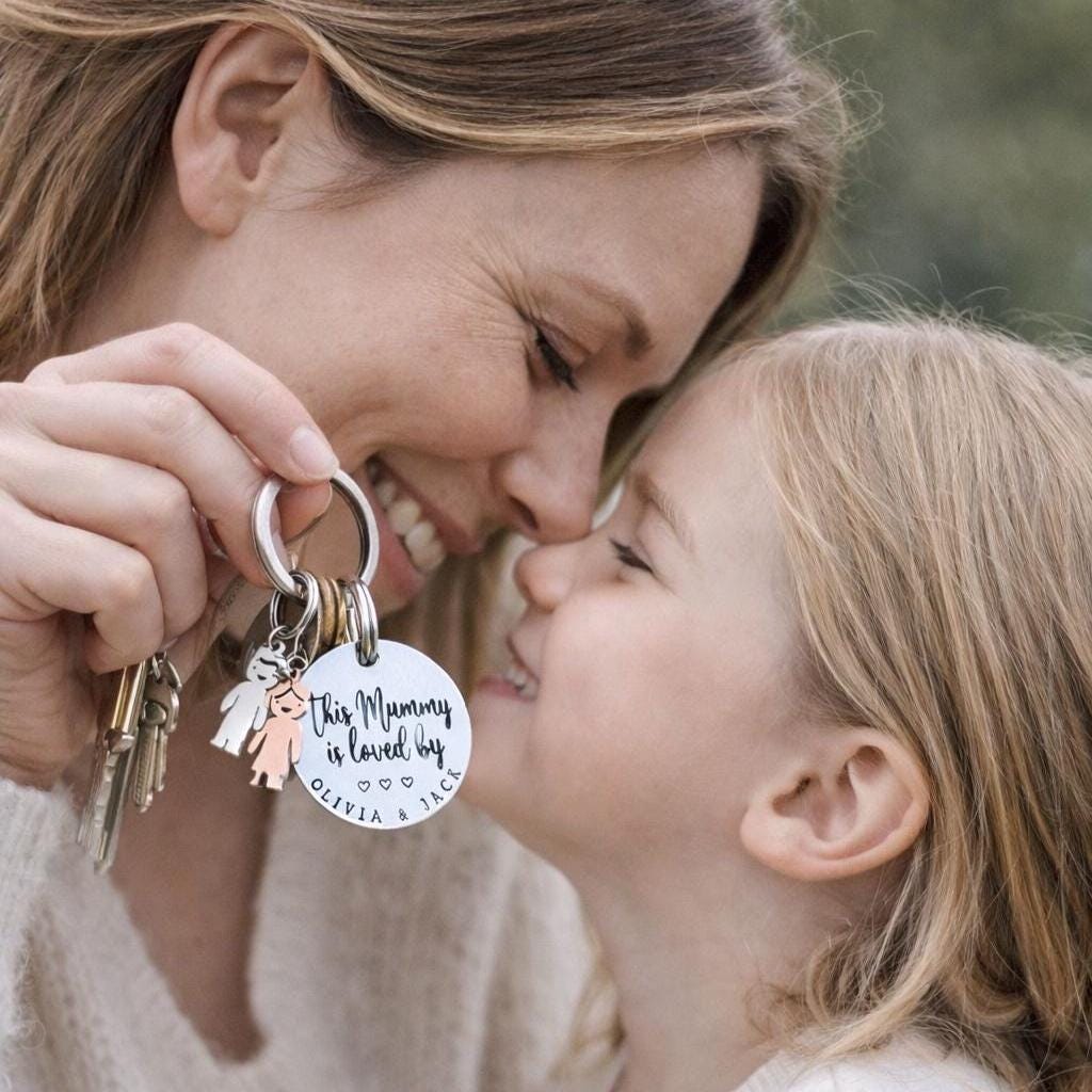 Personalised Mothers Day Stainless Steel Keyring, Mummy Mum Grandma Nanny Nana Granny Mama Gift