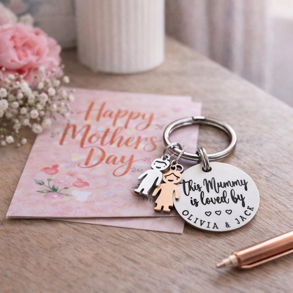 Personalised Mothers Day Stainless Steel Keyring, Mummy Mum Grandma Nanny Nana Granny Mama Gift