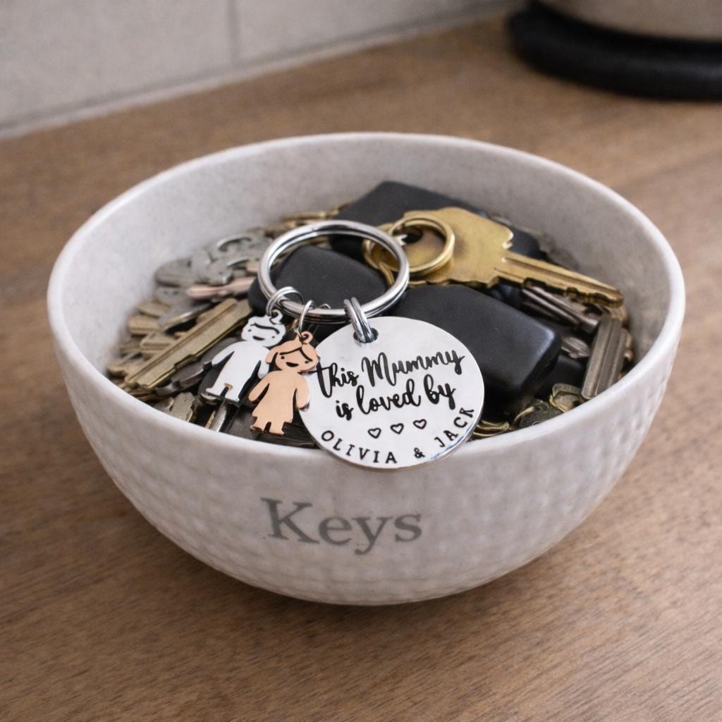 Personalised Mothers Day Stainless Steel Keyring, Mummy Mum Grandma Nanny Nana Granny Mama Gift