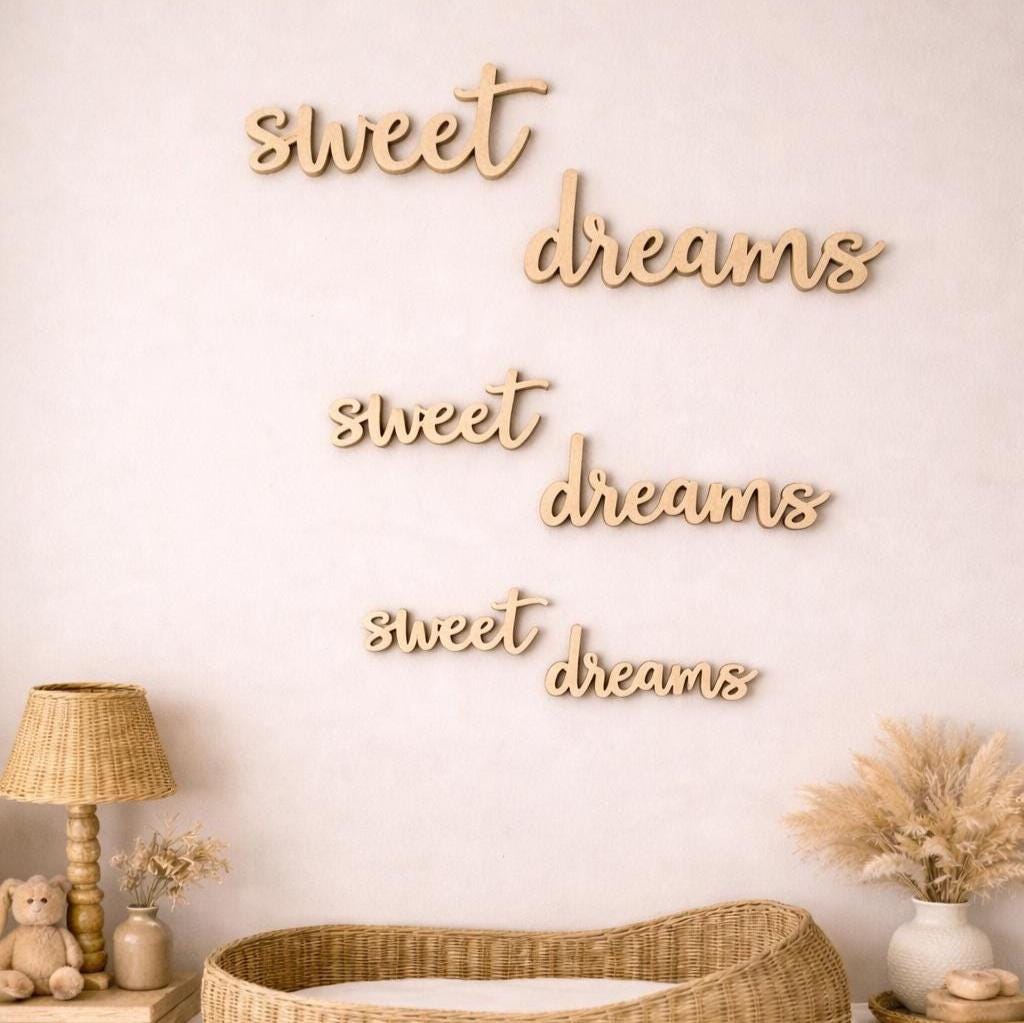 Sweet Dreams Nursery Wall Sign | Boho Birch Plywood Decor