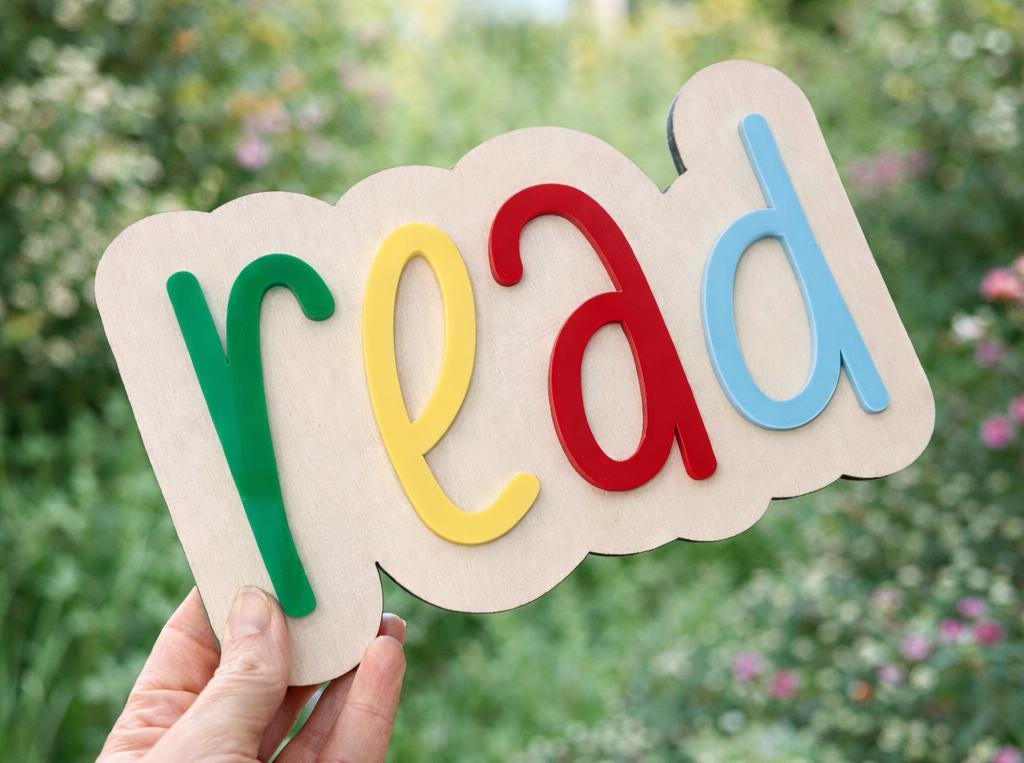 Wooden Acrylic Read Sign | Nursery Reading Corner Decor, Kids Room Wall Art
