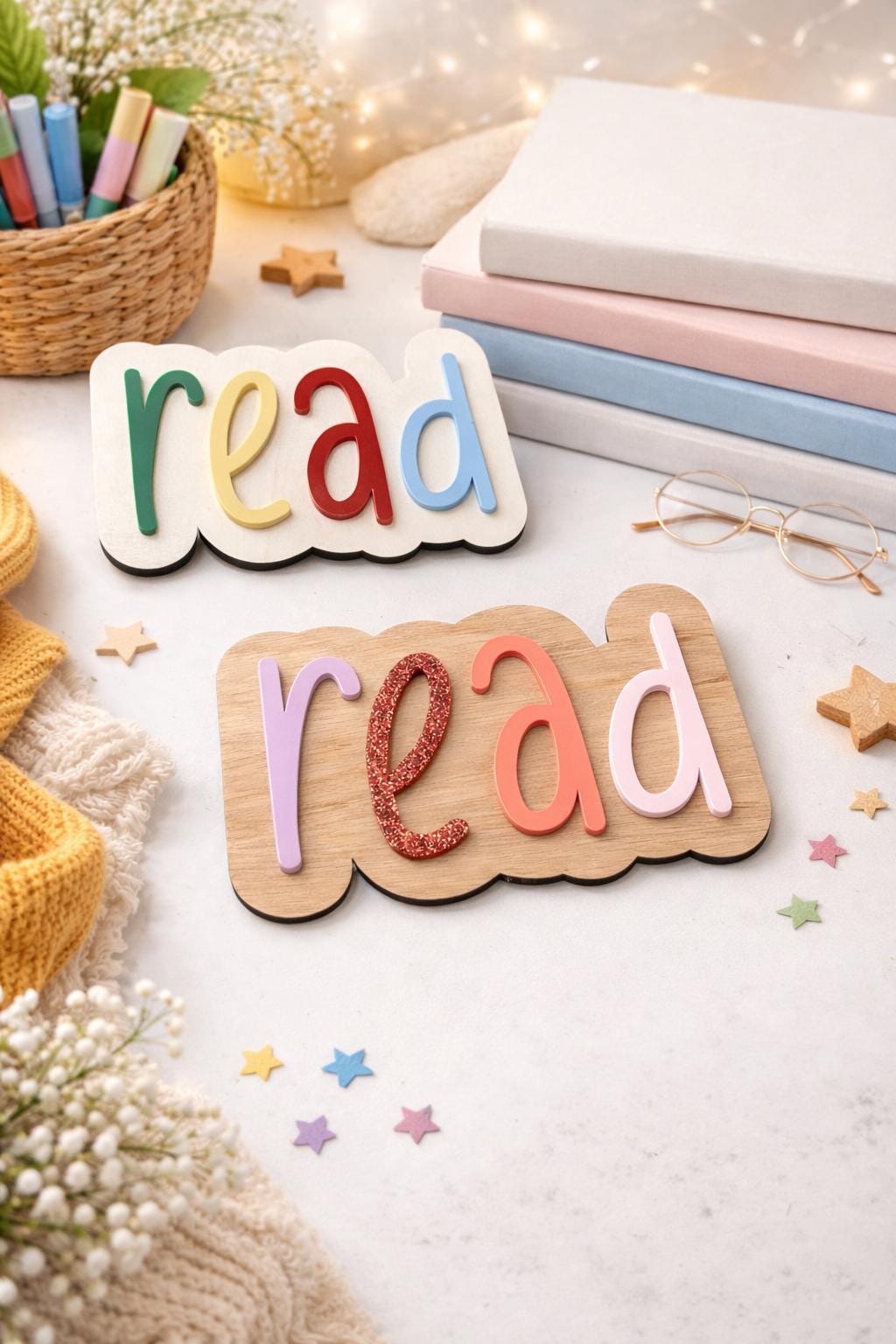 Wooden Acrylic Read Sign | Nursery Reading Corner Decor, Kids Room Wall Art