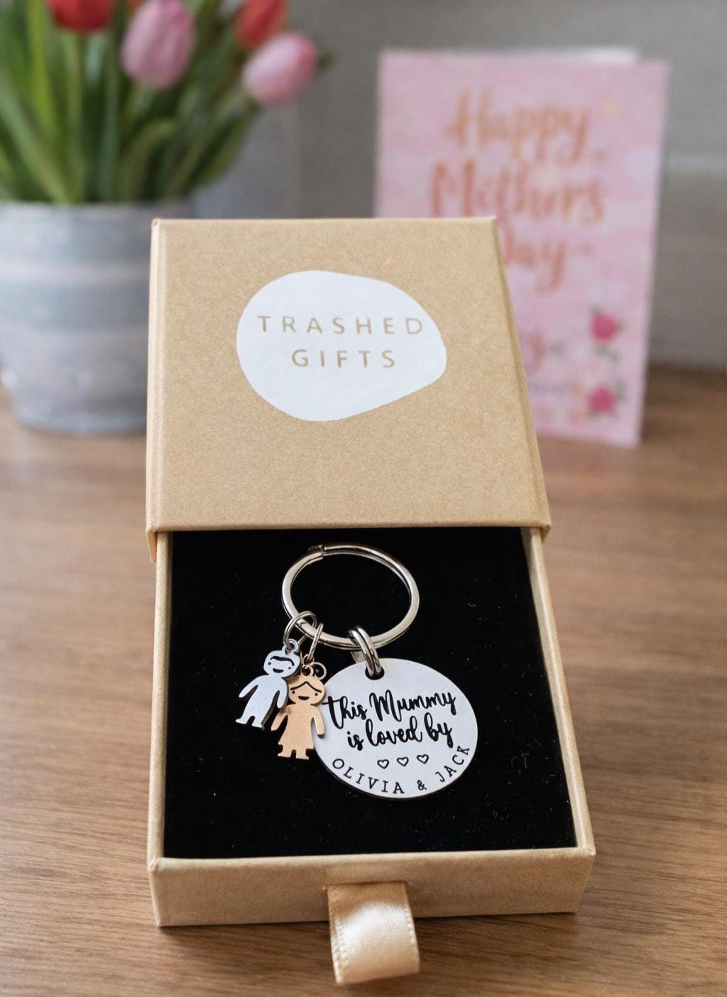 Personalised Mothers Day Stainless Steel Keyring, Mummy Mum Grandma Nanny Nana Granny Mama Gift