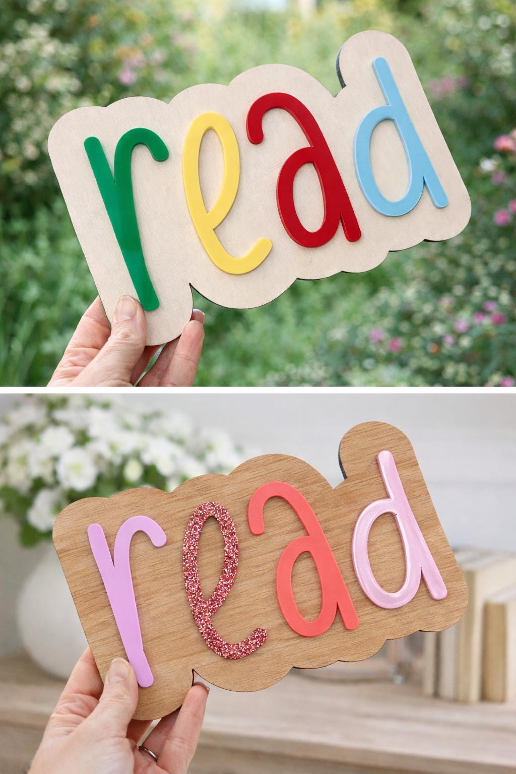 Wooden Acrylic Read Sign | Nursery Reading Corner Decor, Kids Room Wall Art