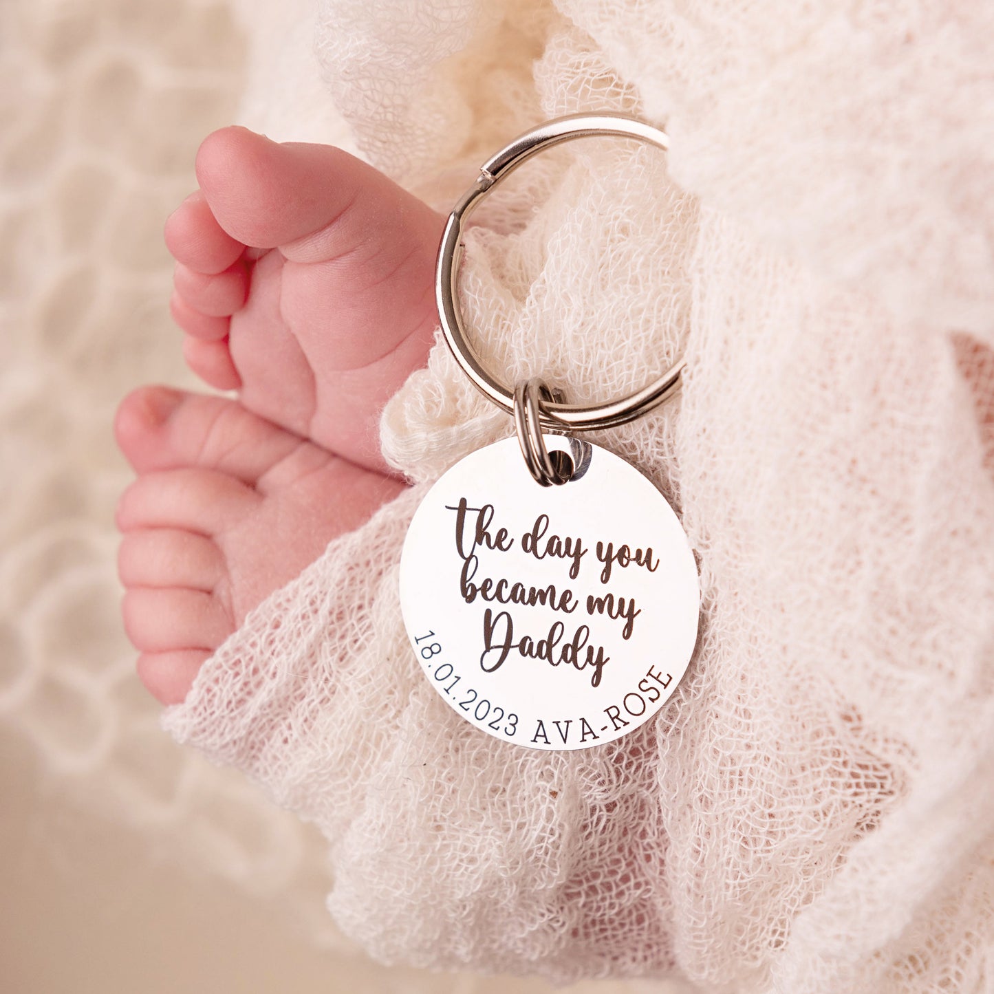 The day you became my Daddy Keyring