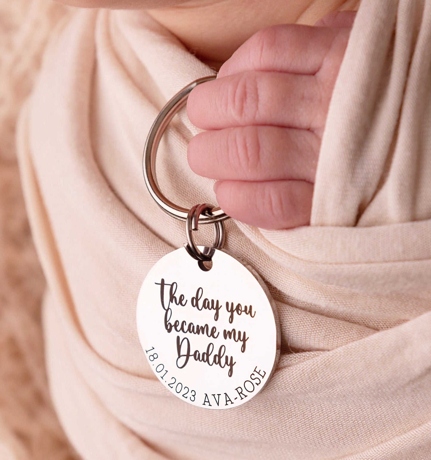 The day you became my Daddy Keyring