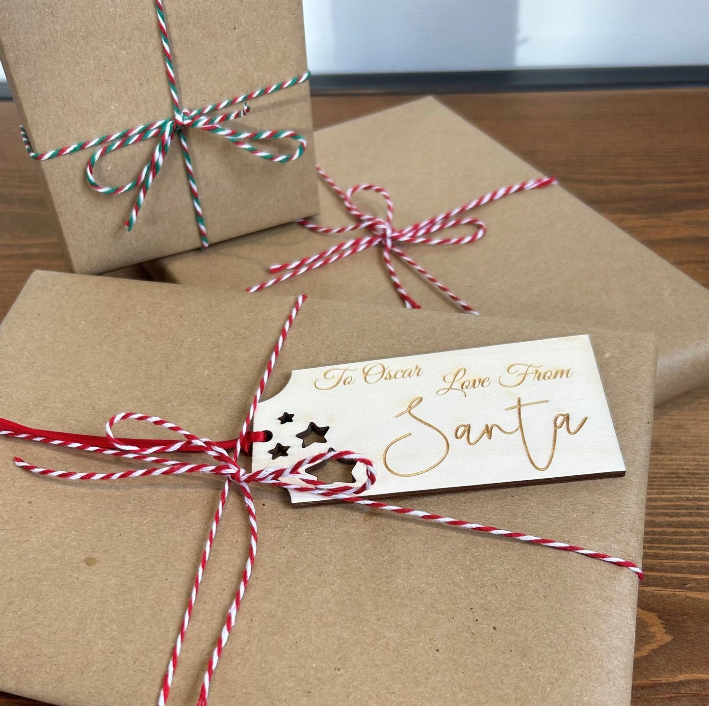 Personalised Luxury Christmas Gift Tags - From Santa Tags - Wooden Gift Tags - Personalised Gift Tags - Re Usable Tags - Gift Tag Name