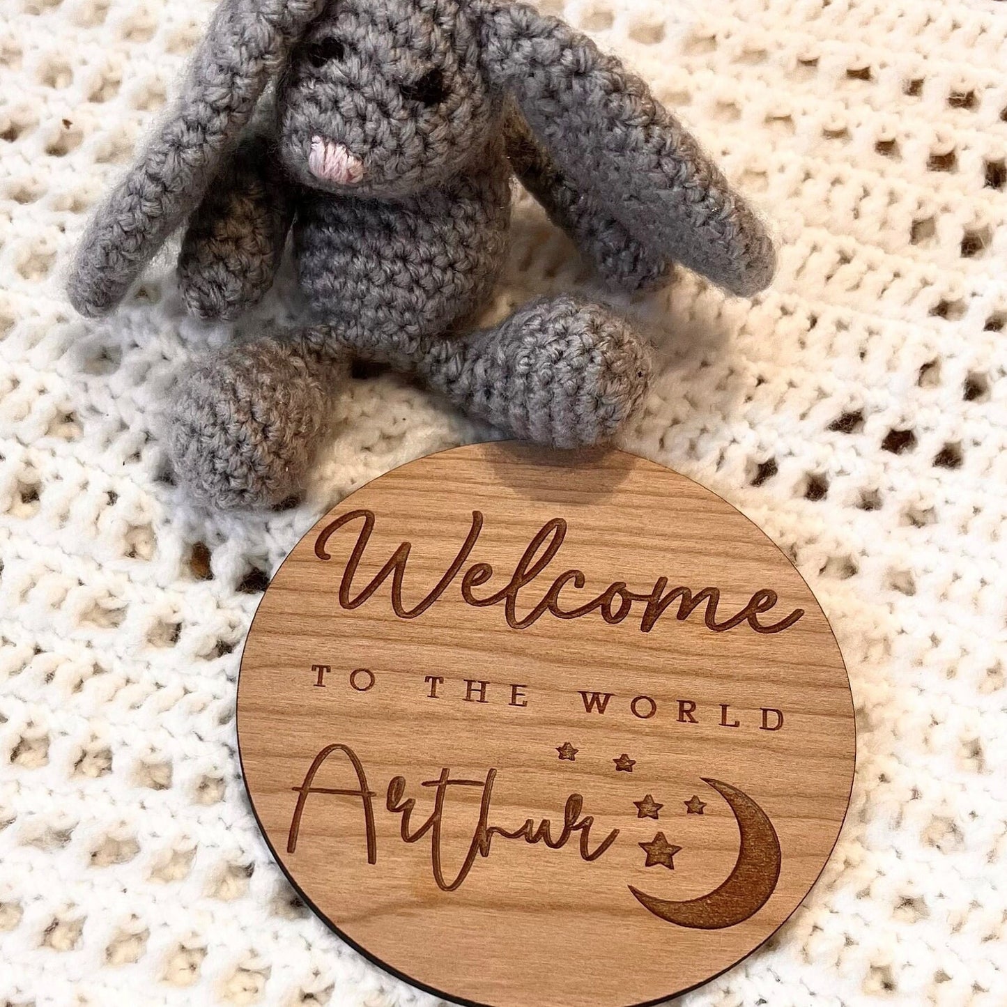 Personalised Baby Arrival Sign - Moon and Stars Sign - Baby name Sign - Welcome to the World - Personalised Baby Arrival Prop - Social Media