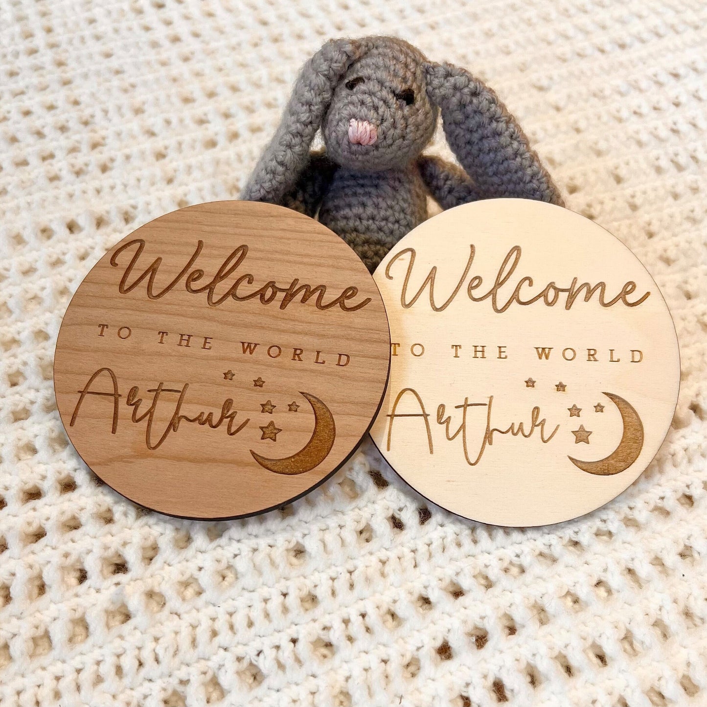 Personalised Baby Arrival Sign - Moon and Stars Sign - Baby name Sign - Welcome to the World - Personalised Baby Arrival Prop - Social Media