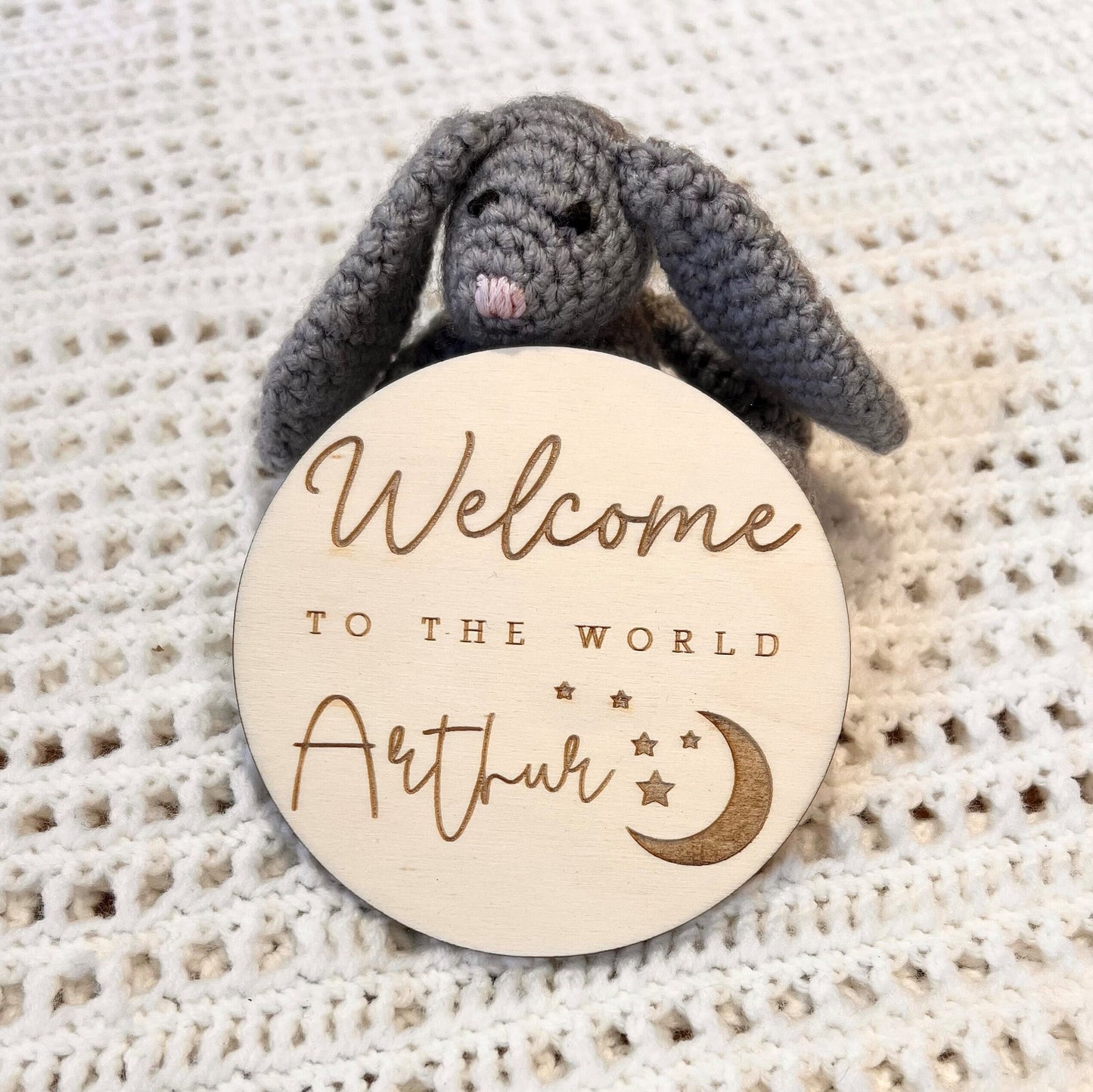 Personalised Baby Arrival Sign - Moon and Stars Sign - Baby name Sign - Welcome to the World - Personalised Baby Arrival Prop - Social Media