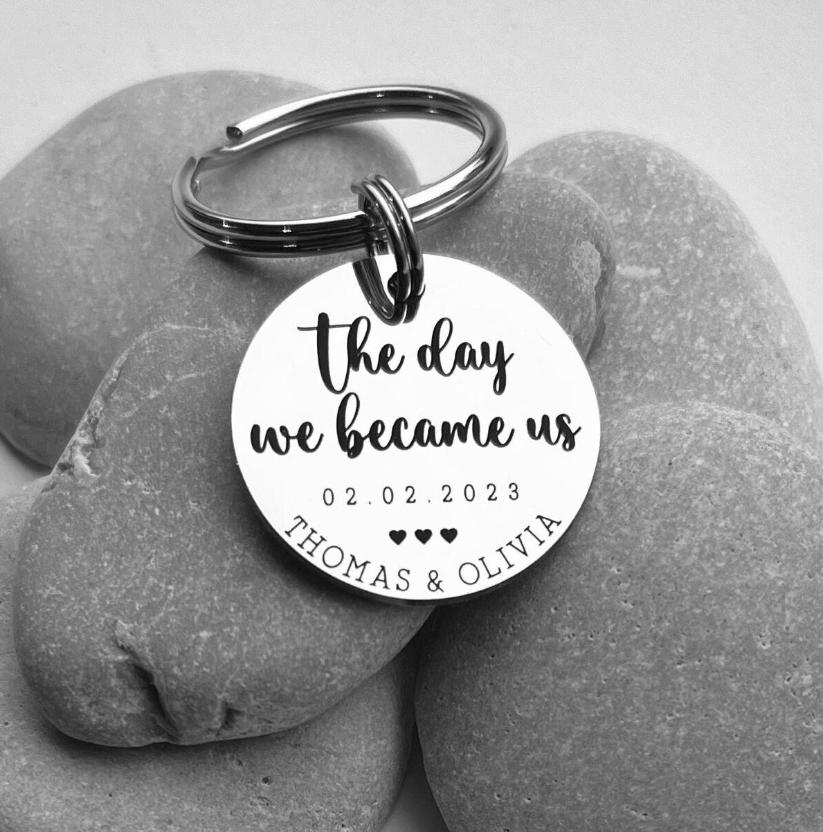 The day we became us keyring - Couple Gift - Valentines Day Gift Idea - Gift for Him Her - Anniversary Gift - Gift for Valentines Day